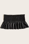 Smocked Lace-Up PU Leather Belt - Black / 31.5 inches