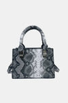 Snakeskin Print PU Leather Handbag - Charcoal - Handbags