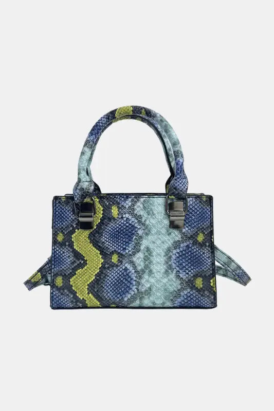 Snakeskin Print PU Leather Handbag - Royal Blue - Handbags