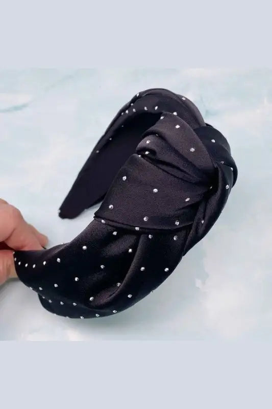 So Satin Knotted Headband - Black - Fabric Headbands