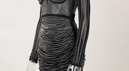 Sparkly Underwire Rhinestone Mini Dress - Dresses