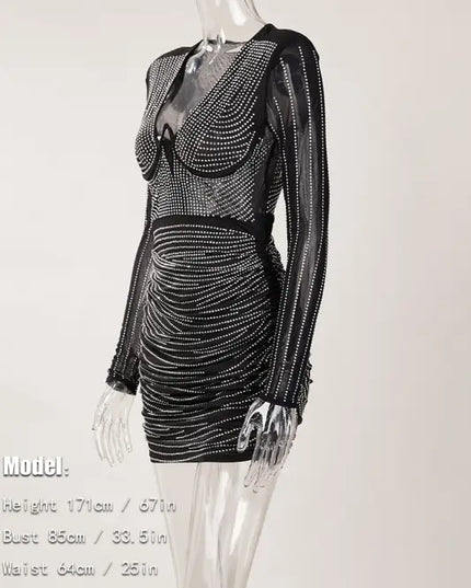 Sparkly Underwire Rhinestone Mini Dress - Dresses