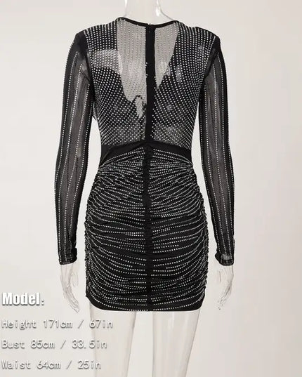 Sparkly Underwire Rhinestone Mini Dress - Dresses