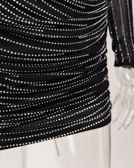 Sparkly Underwire Rhinestone Mini Dress - Dresses