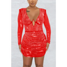 Sparkly Underwire Rhinestone Mini Dress - Red / S - Dresses