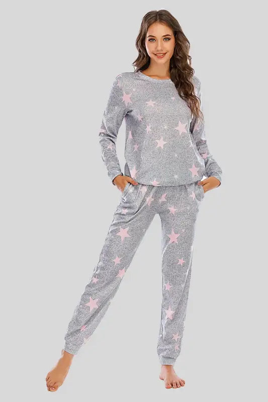 Star Top and Pants Lounge Set (S-2XL) - S / Dusty Pink