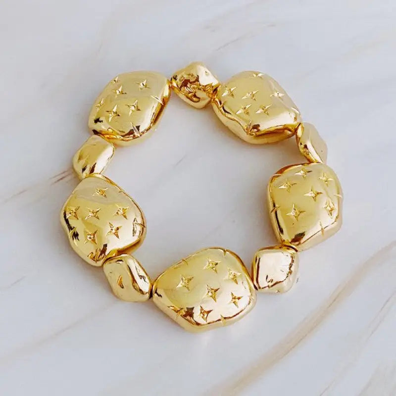 Starlight Golden Pebble Stretch Bracelet - Gold - Bracelets