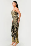 Stomping Grounds Gold Camo Strapless Cargo Jumpsuit