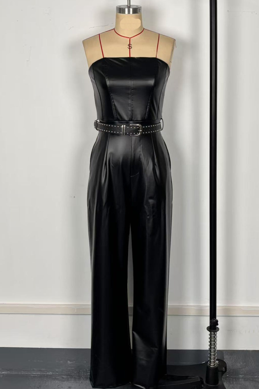 Own the Room Strapless Faux Leather Jumpsuit