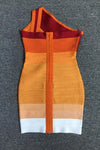 Sunshine Gradient Color Stripe One Shoulder Mini Dress
