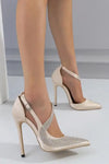 Swirl Rhinestone Strap Stilletto Heel Shoes 4.72 inch heels