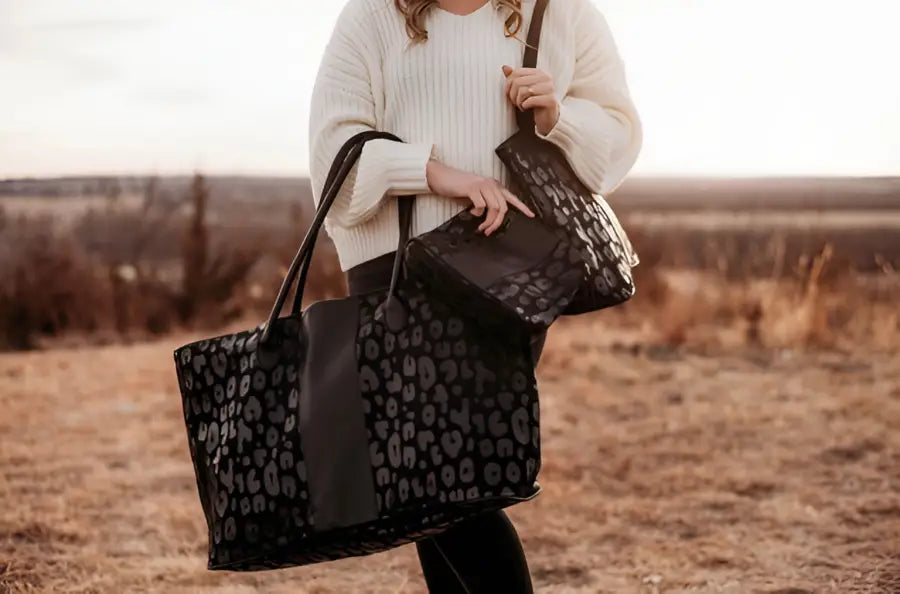 The Jolie Casual Shoulder/Tote Handbag ONLY - Black Leopard