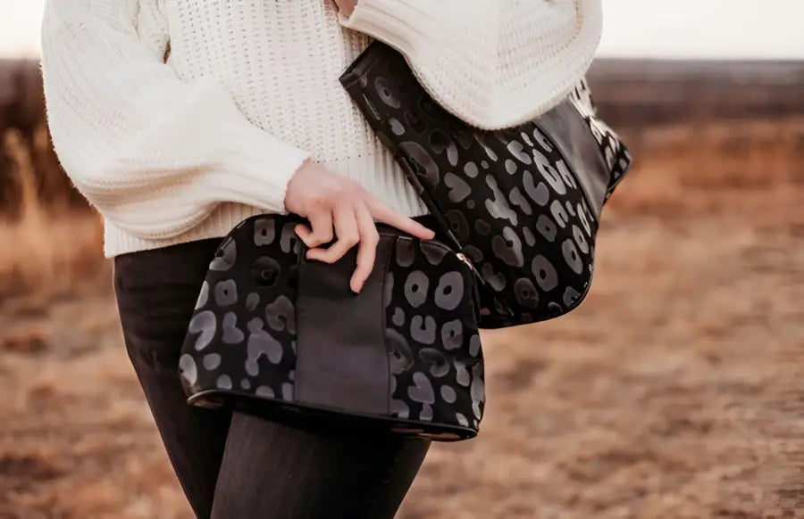 The Jolie Casual Shoulder/Tote Handbag ONLY - Black Leopard