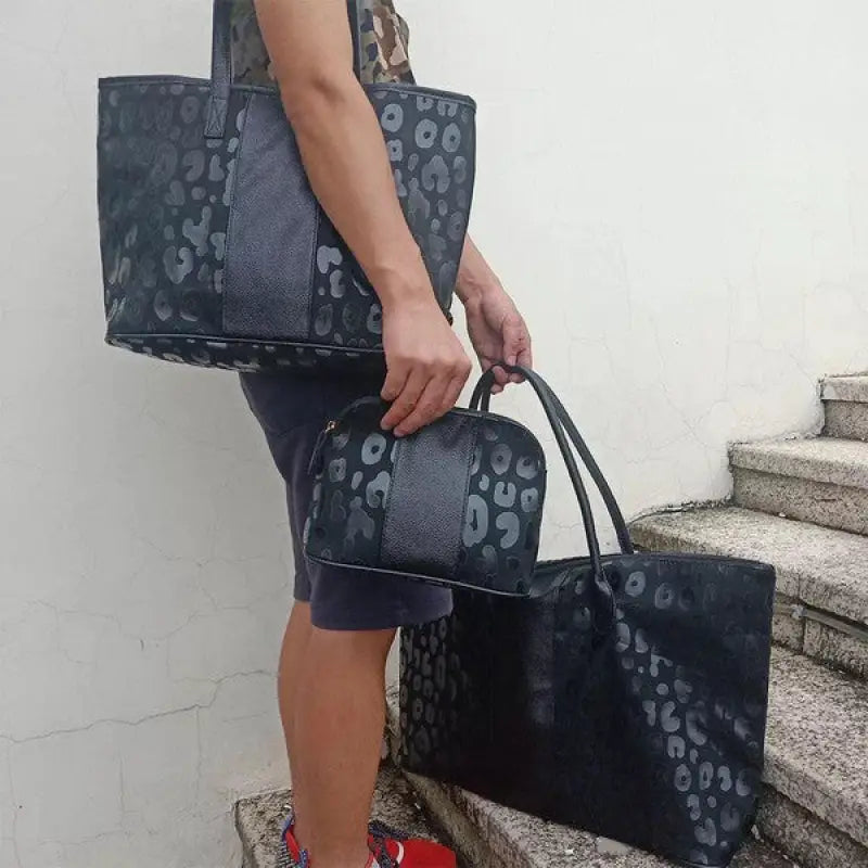 The Jolie Casual Shoulder/Tote Handbag ONLY - Black Leopard