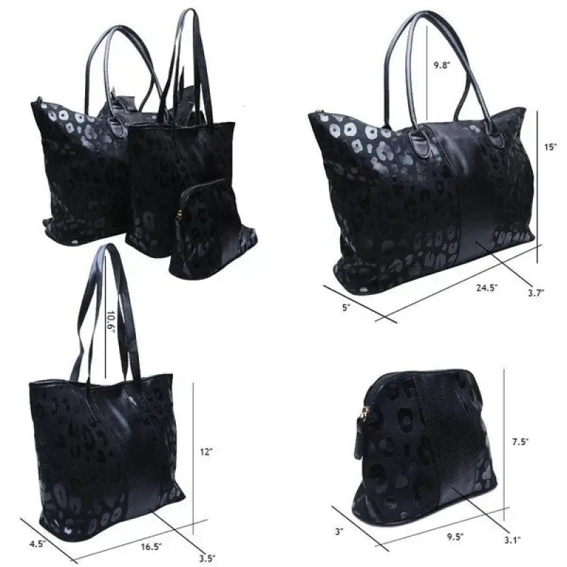 The Jolie Casual Shoulder/Tote Handbag ONLY - Black Leopard