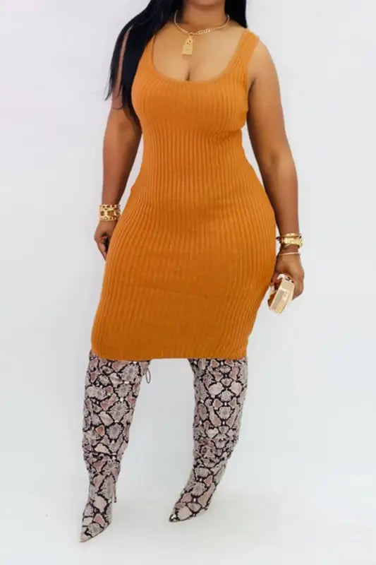 Turtle Neck Crop Sweater With Matching Midi Dress - Sets