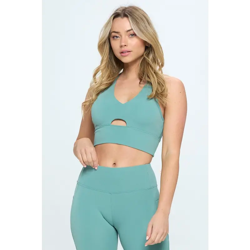 Activewear Set with Cut-Out Detail - S / Green - Yoga