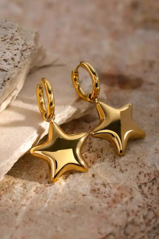 Wish Upon A Star Dangle Earrings - Gold