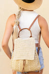 Woven Straw Drawstring Backpack - Natural - Backpacks