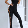 X-ttraction Halter Bodycon Jumpsuit - S / Black - Jumpsuits