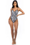 Zebra Love Printed Strap Swimsuit - One-Piece Swimsuits