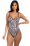 Zebra Love Printed Strap Swimsuit - S / Brown - One-Piece