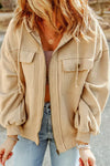 Zip-Up Drawstring Hooded Jacket - Short Jackets