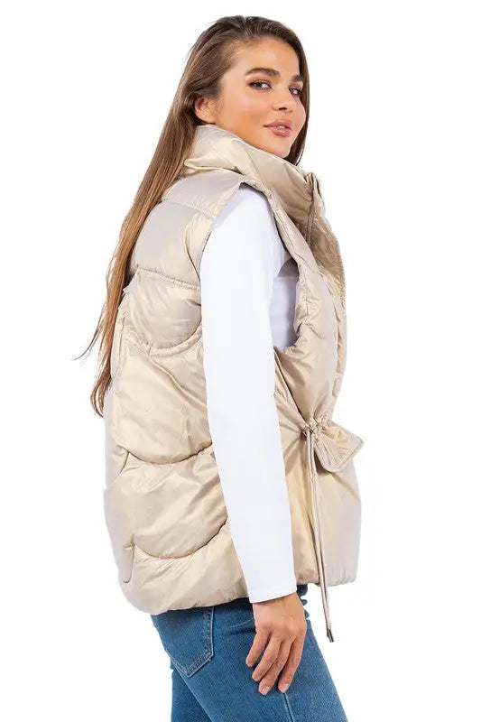 Zip Up Sleeveless Puffer Vest (M-2XL) - Vests