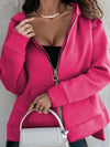 Zip-Up Slit Hoodie with Pockets - S / Pink - Hoodies