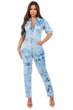 Pocketed Tie Dye Short Sleeve Jumpsuit With Buttons (7962213843172)